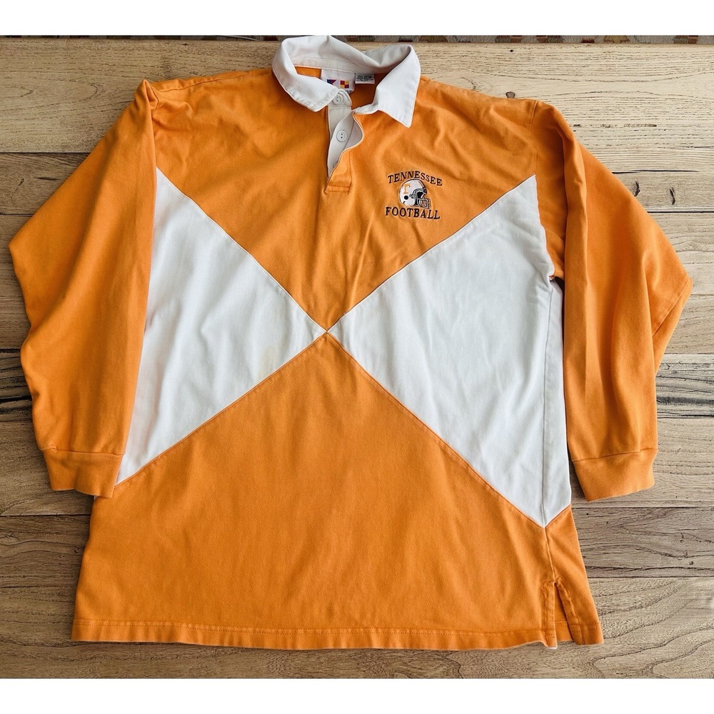 Vintage Tennessee Volunteers Vols Football Rugby Style L/S Polo Size Large